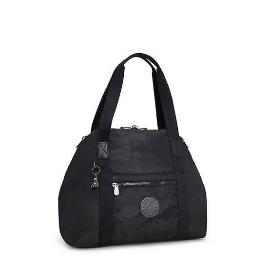 Kipling Art Medium Iconic Tote Bags Black Camo Embossed | CA 1447UZ